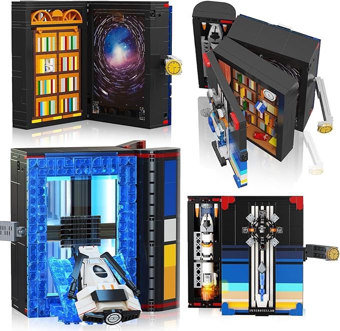 HOGOKIDS Magic Space Book Nook Building Toy Set with LED Light, 945 Pieces Bookends
