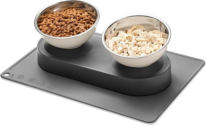 Marchul Stainless Steel Elevated Dog Food Bowls Set