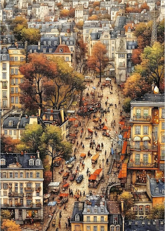 1000 Piece Jigsaw Puzzle for Adults, Vintage Village Town Hard Difficult