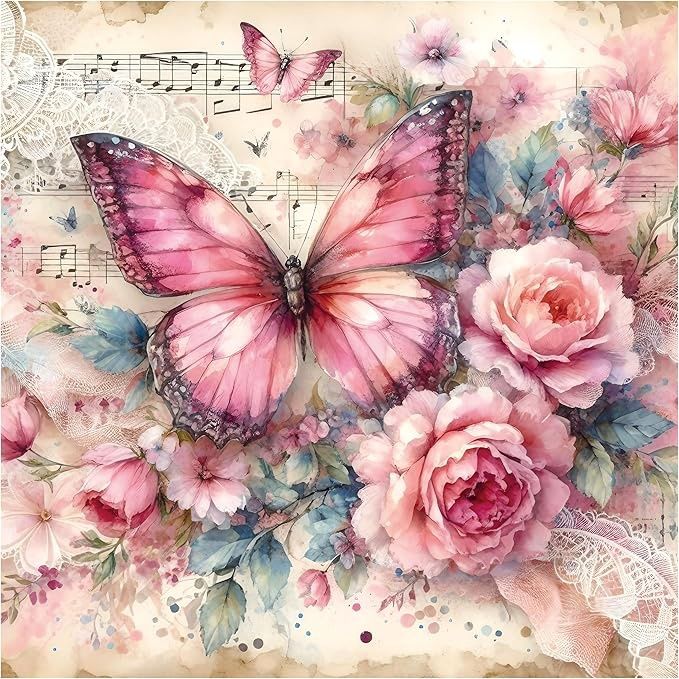 1024 Piece Jigsaw Puzzle for Adults, Pink Butterfly &amp; Flowers Large Puzzle