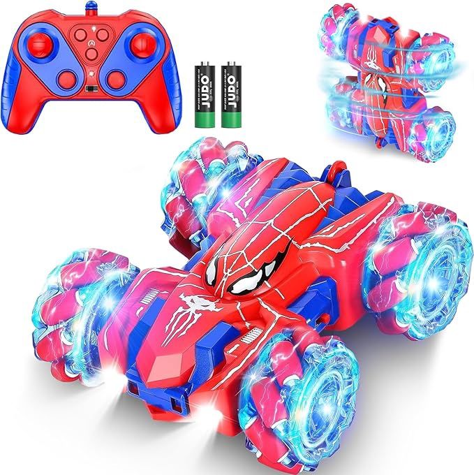 Spider Remote Control Cars for Kids, BoysToys RC Stunt Cars 360°Rotating 4WD Double