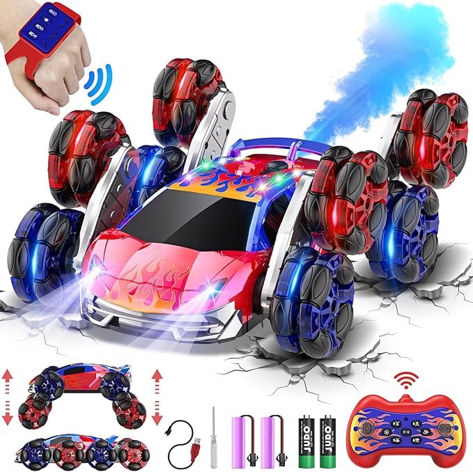8WD Remote Control Car,2.4GHz Gesture Sensing RC Stunt Car,Cool Spray Rotation