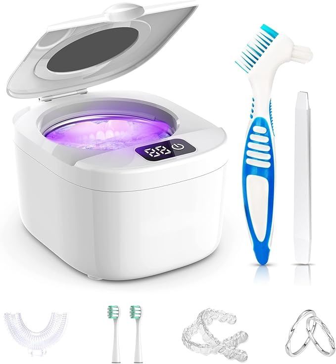 45kHz Ultrasonic Denture &amp; Retainer Cleaner Machine - Professional Multi-Use Cleaner