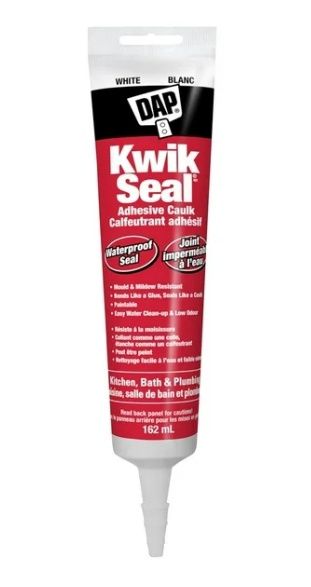 DAP Kwik Seal Tub & Tile Adhesive Caulk, 162ml, White DAP Kwik Seal Tub & Tile Adhesive Caulk, 162ml, White