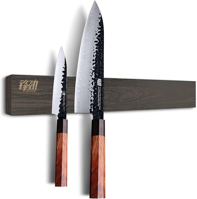 FINDKING 40CM Ash Wood Magnetic Knife Strip, Wall Mounted Wooden Knife Holder