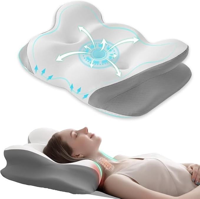 FUNCCUBE Cervical Neck Pillow - Memory Foam Pillows for Pain Relief Sleeping