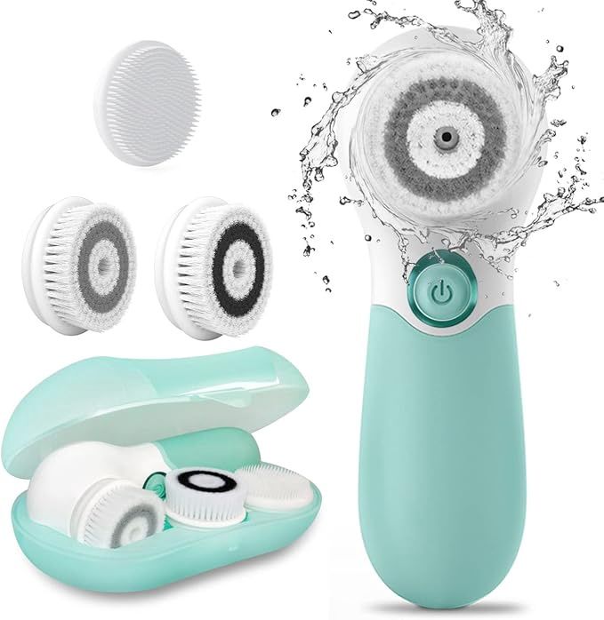 Facial Cleansing Brush Electric Facial Exfoliating Massage Brush with 3 Cleanser