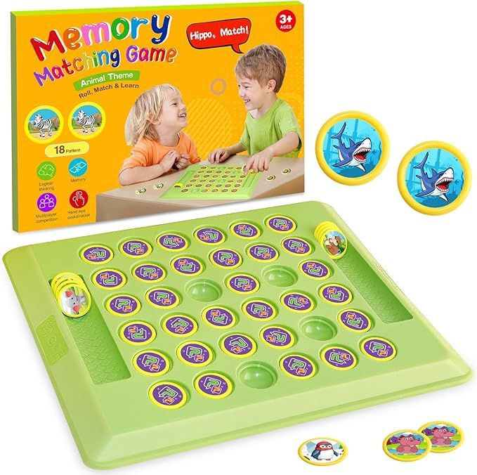 Memory Matching Board Game for Kids: 36 PCS Animal Matching Chess for Kids