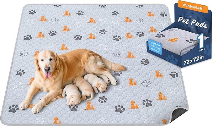 WanpeeGoo Washable Pee Pads for Dogs, 1 Pack Absorbent Reusable 72" x 72"