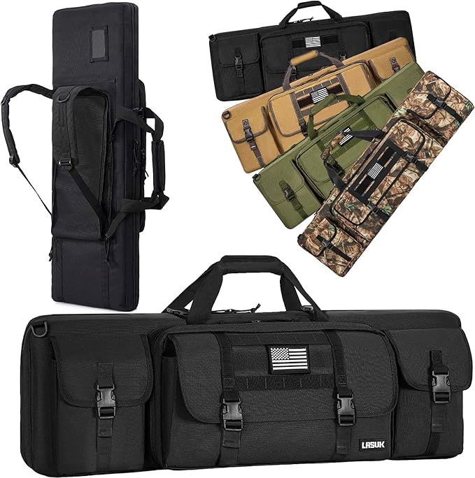 AKOZLIN Double Rifle Case Portable Long Rifle Bag Backpack with 3 Storage Pockets AKOZLIN Double Rifle Case Portable Long Rifle Bag Backpack with 3 Storage Pockets
