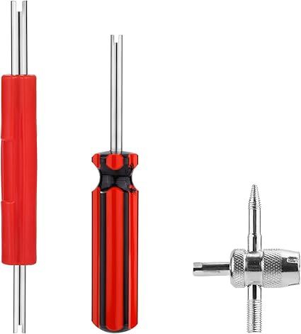 3pcs Tire Valve Stem Tool, 4 in 1 Double and Single Head Valve Core Remover Wrench