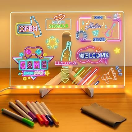 LED Note Board with Colors, Light Up Acrylic Message Board