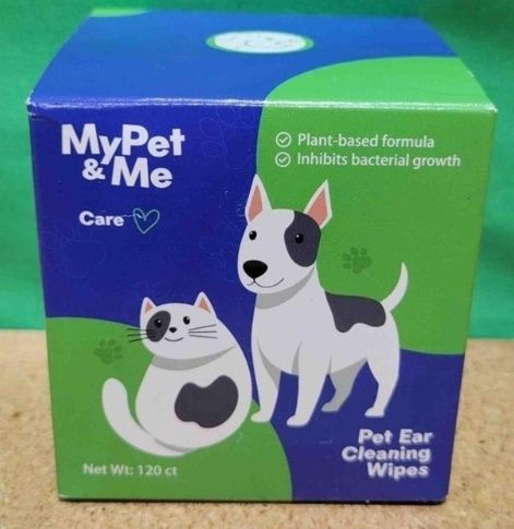 Ear Wipes for Dogs and Cats,Soothing Cleansing,Odor Removal, Net Wt: 120ct