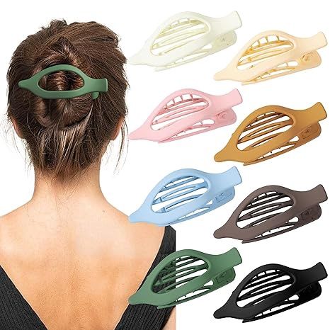 Sunolga 8PCS Flat Hair Clips for Women Matte Hair Claw Clips for Thick &amp; Thin Hair