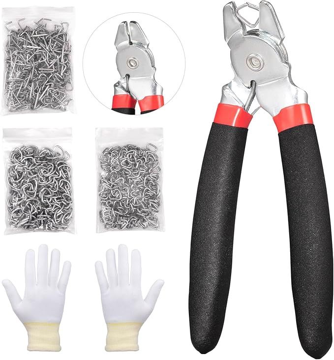 Spurtar Angled Hog Ring Pliers Kit with 360pcs 3/4" 1/2" 3/8" Hog Rings Spring Spurtar Angled Hog Ring Pliers Kit with 360pcs 3/4" 1/2" 3/8" Hog Rings Spring