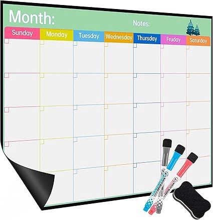 Magnetic Dry Erase Calendar for Refrigerator - Fridge Calendar Magnet