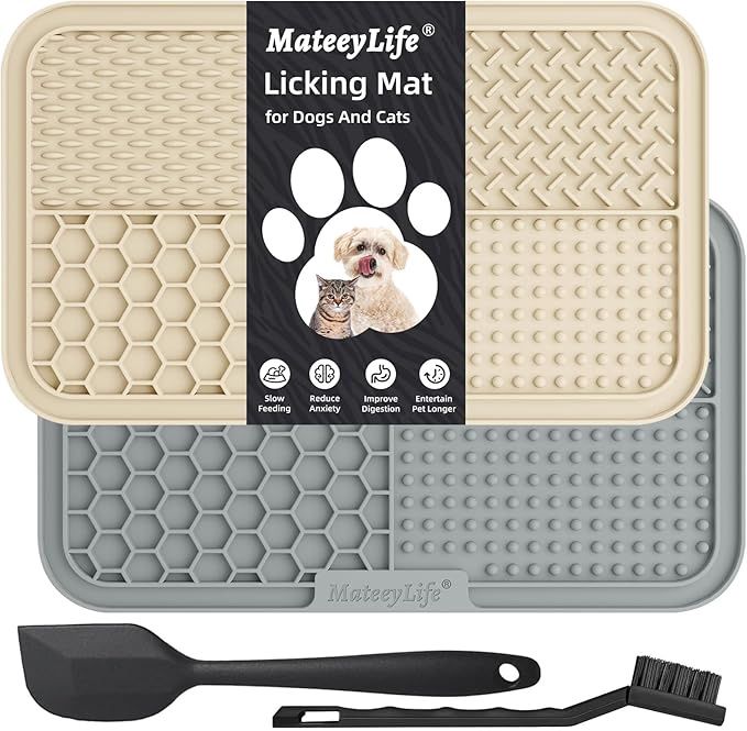MateeyLife Lick Mat for Dog&amp; Cats-2Pack with Strong Suction Cups