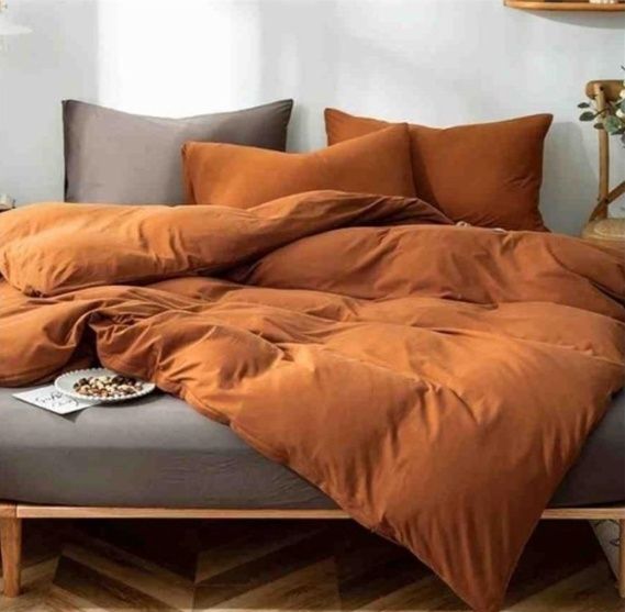 Sedefen Caramel Pumpkin Bedding Duvet Cover Set Full Size Burnt Orange