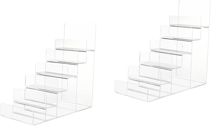 DOITOOL 2Pack 6- Tier Acrylic Wallet Display Stand Holder, Clear Handbag Purse Display