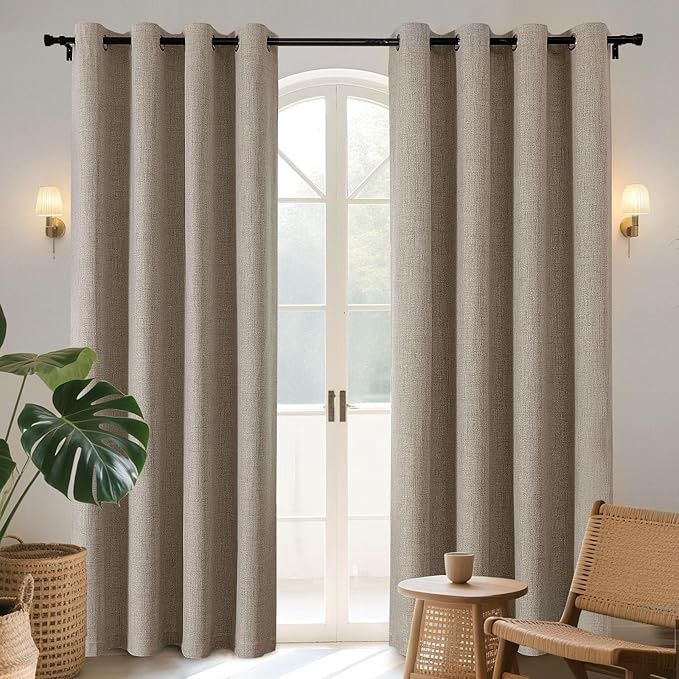 Joydeco Blackout Curtains 96 Inches Long 100% Blackout  (W52 x L96 Inch, Linen)