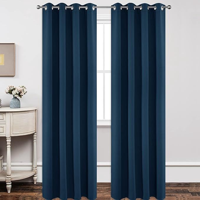 Joydeco Blackout Curtains 120 Inch Length 2 Panels Set (W52 x L120 Inch, Navy Blue)