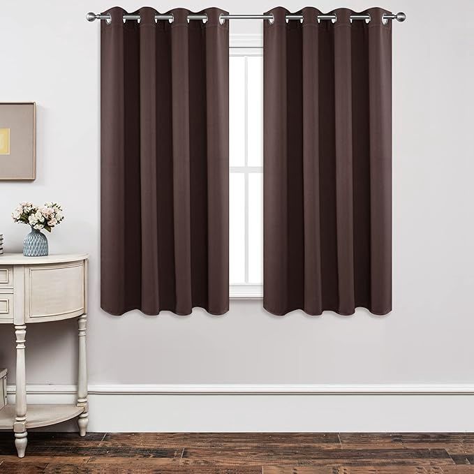 Joydeco Blackout Curtains 63 Inch Length 2 Panels Set (W52 x L63 Inch, Chocolate)