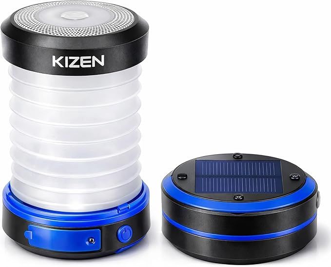 Kizen Collapsible Camping Lantern - USB &amp; Solar Rechargeable Lanterns for Camping