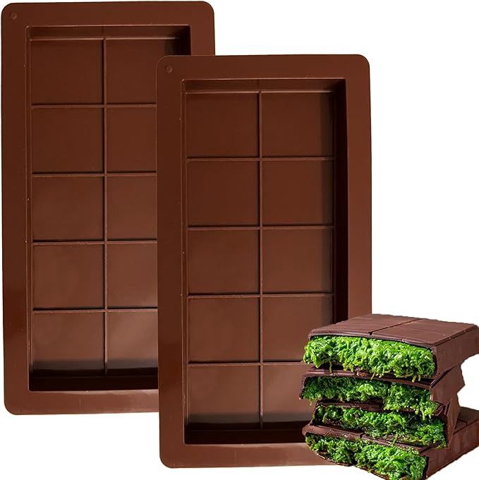 2 PCS Chocolate Bar Mold, Silicone Dubai Chocolate Bar Molds, Easy Release Chocolate