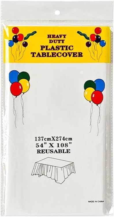 2Pack White Plastic Tablecloth, 54 x 108 inch Dining Table Cover Picnic Table Cloths