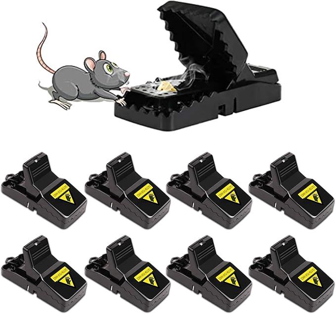 Mouse Traps 8 Pack - Humane Instant Catch Reusable Indoor/Outdoor Snap Traps
