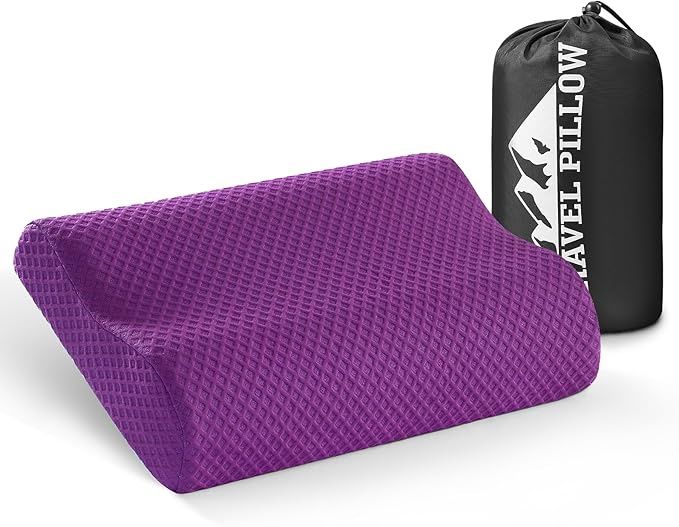 Travel Pillow Memory Foam Pillows, Ergonomic Wave Cervical Neck Pillow