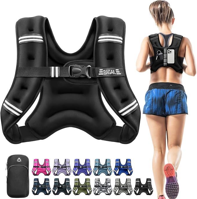 BAGAIL Weighted Vest, 10lbs Weight Vest with Detachable Phone Pouch BAGAIL Weighted Vest, 10lbs Weight Vest with Detachable Phone Pouch