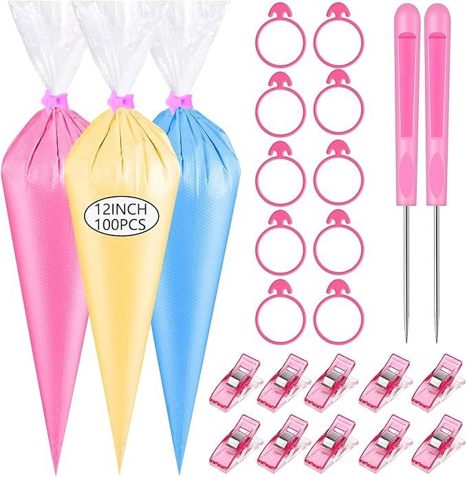 122PCS Tipless Piping Bags Disposable Pastry Bag 12 Inch 100PCS Icing Bags