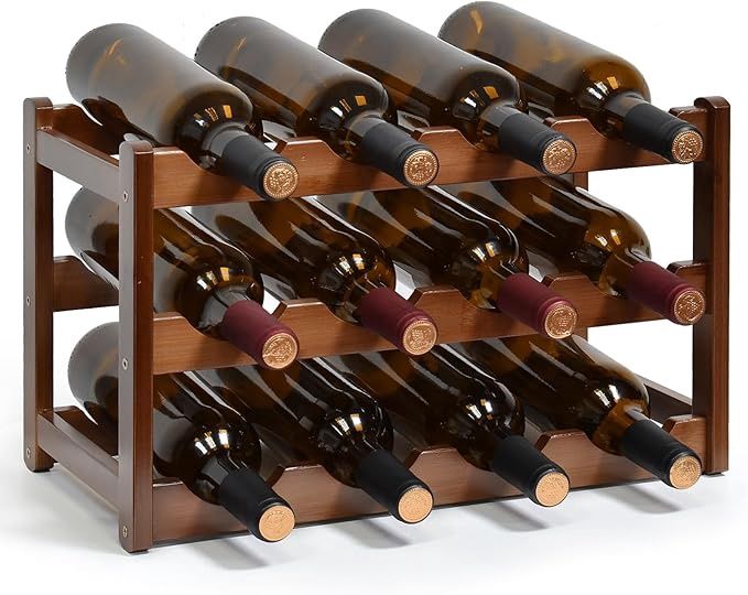 Wine Rack, 12 Bottle Freestanding Floor Cabinet Wine Bottle Holder