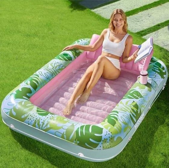 SLOOSH Inflatable Tanning Pool Lounger Float, 70" x 46"
