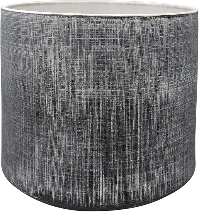 Rivet Rustic Textured Stoneware Indoor Planter Pot, 8.7"H x 10" W, Dark Grey
