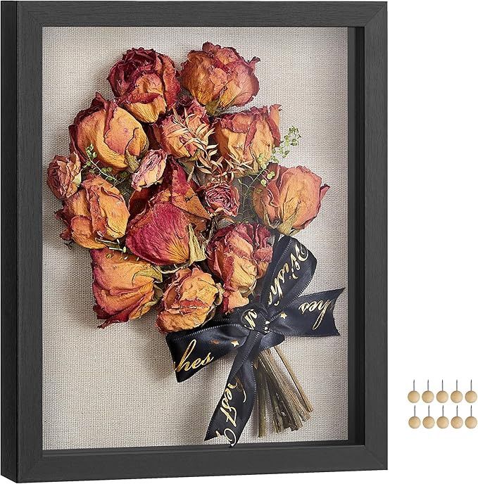 SONGMICS 11x14 Shadow Box Frame, Deep Box Frame with Top Slot and Push Pins