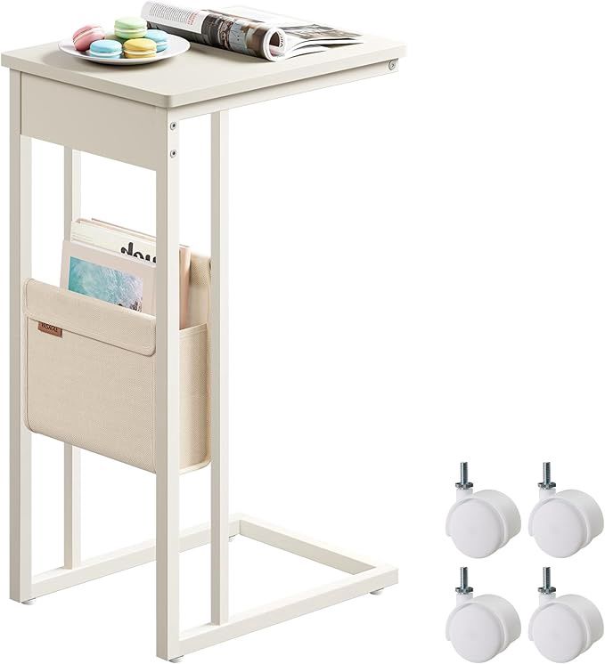 VASAGLE C-Shaped Side Table, End Table for Small Spaces, for Couch, Sofa, with Fabric Storage Bag