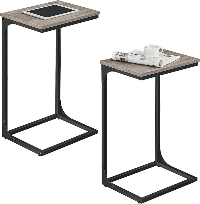 VASAGLE C-Shaped End Table Set, Side Table for Sofa, Couch with Metal Frame