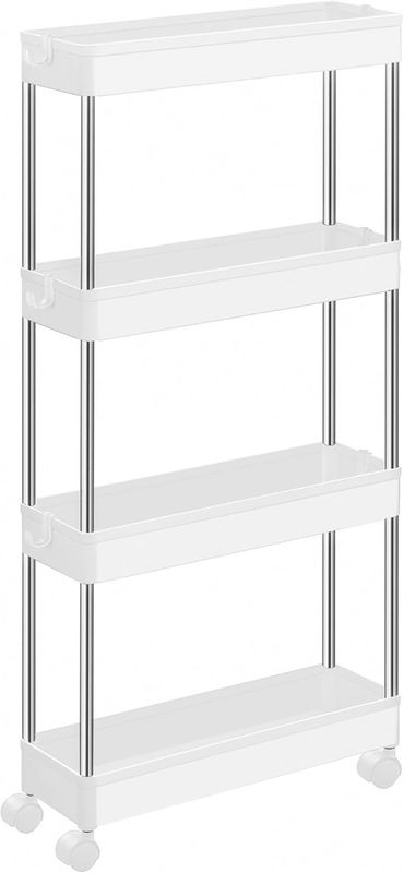 SONGMICS Slim Storage Cart, 4-Tier Rolling Cart, Narrow Utility Cart on Wheels SONGMICS Slim Storage Cart, 4-Tier Rolling Cart, Narrow Utility Cart on Wheels