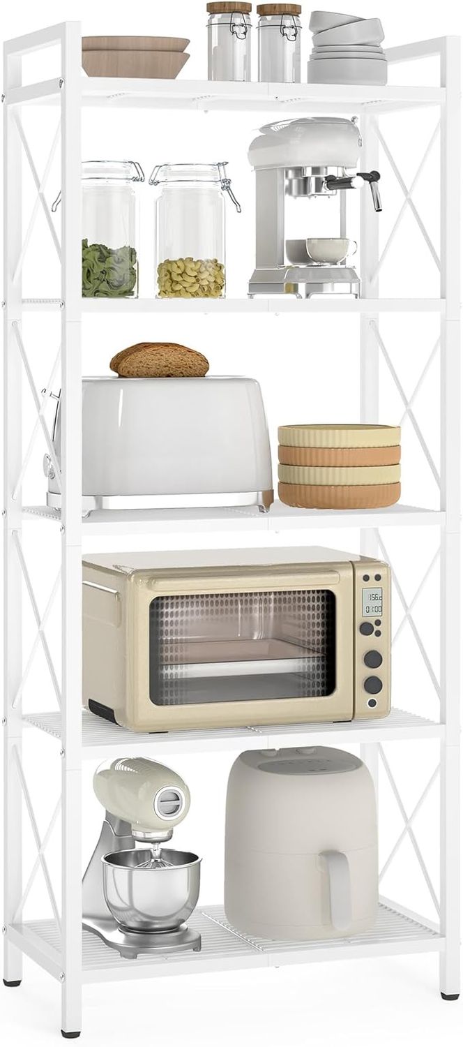 SONGMICS Metal Storage Rack, Shelving Unit with X Side Frames, Dense Mesh