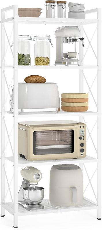 SONGMICS Metal Storage Rack, Shelving Unit with X Side Frames, Dense Mesh SONGMICS Metal Storage Rack, Shelving Unit with X Side Frames, Dense Mesh