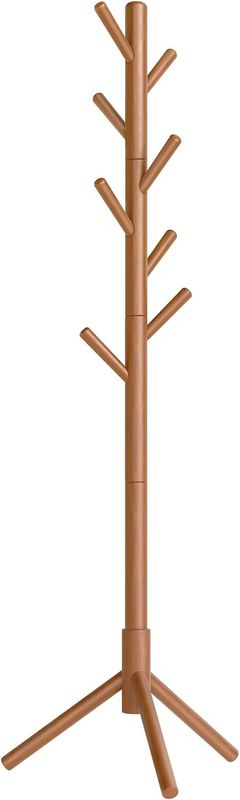 VASAGLE Solid Wood Coat Rack, Free Standing Tree-Shaped Coat Rack with 8 Hooks