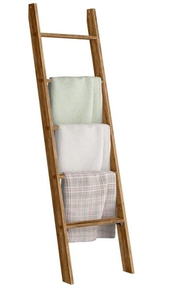 VASAGLE Blanket Ladder Decorative Farmhouse for The Living Room, 5-Tier Ladder Shelf
