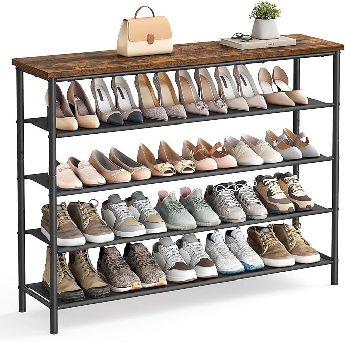 VASAGLE Shoe Rack, 5 Tier Shoe Storage Rack for 20-24 Pairs of Shoes, Shoe Organizer