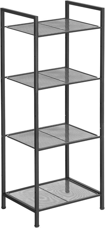 SONGMICS 4-Tier Storage Rack, Bathroom Shelf, Industrial Style Extendable Plant Stand with Adjustable Shelf