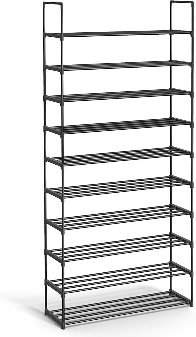 SONGMICS Shoe Rack, 10-Tier Shoe Organizer, Sturdy Storage Shelf, Upright or Upside Down