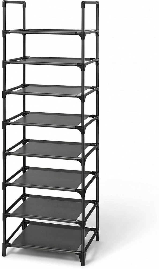 SONGMICS Shoe Rack, 8-Tier Shoe Shelf, Shoe Storage Organizer, Metal Frame, Colour: Gray