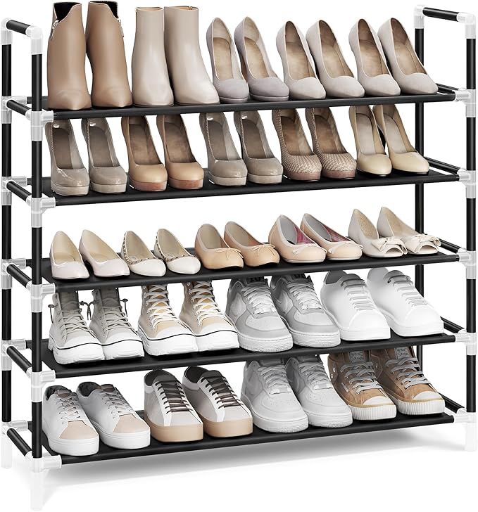 SONGMICS 5-Tier Shoe Rack, Shoe Storage for Hallway Closet, Slim and Space-Saving