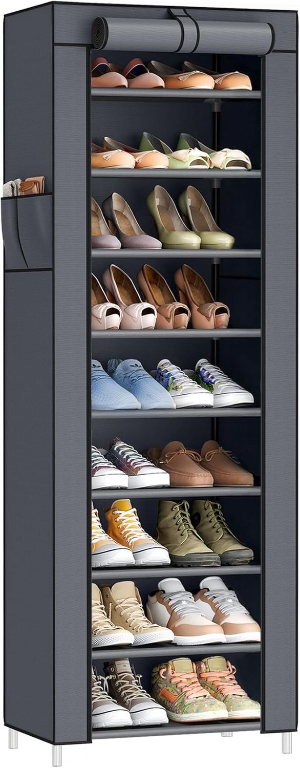 SONGMICS 10-Tier Shoe Rack, Shoe Storage Organizer Cabinet with Dustproof